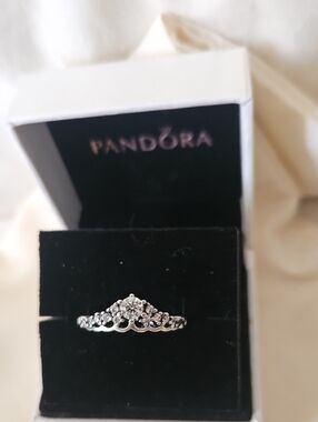 Pandora Silver Sparkling Tiara Ring - Size 52